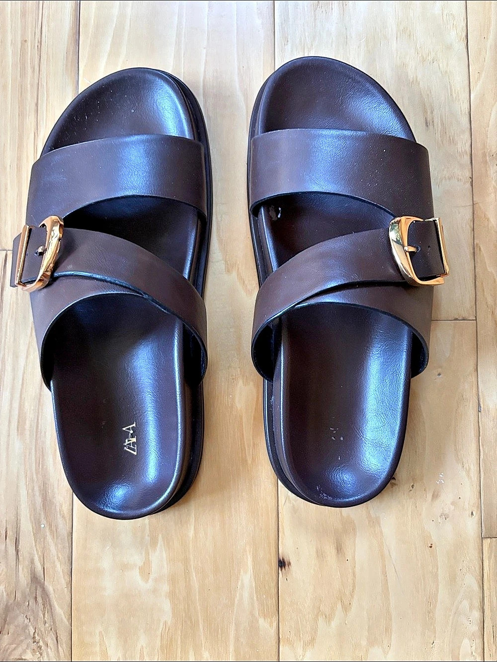 Zara Double-Buckle Platform Sandals Brown EU 39